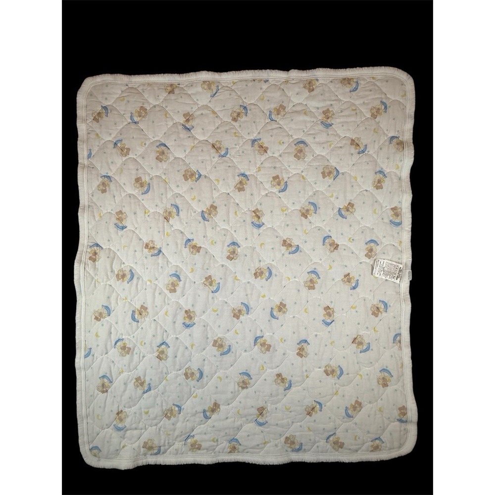 Vtg Triboro Baby Crib Quilt Teddy Bear Rocking Horse Boys And Girls White USA